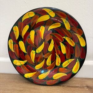 Hand Painted Chili Pepper Platter Italian Style Terracotta Plate Large 16.5”